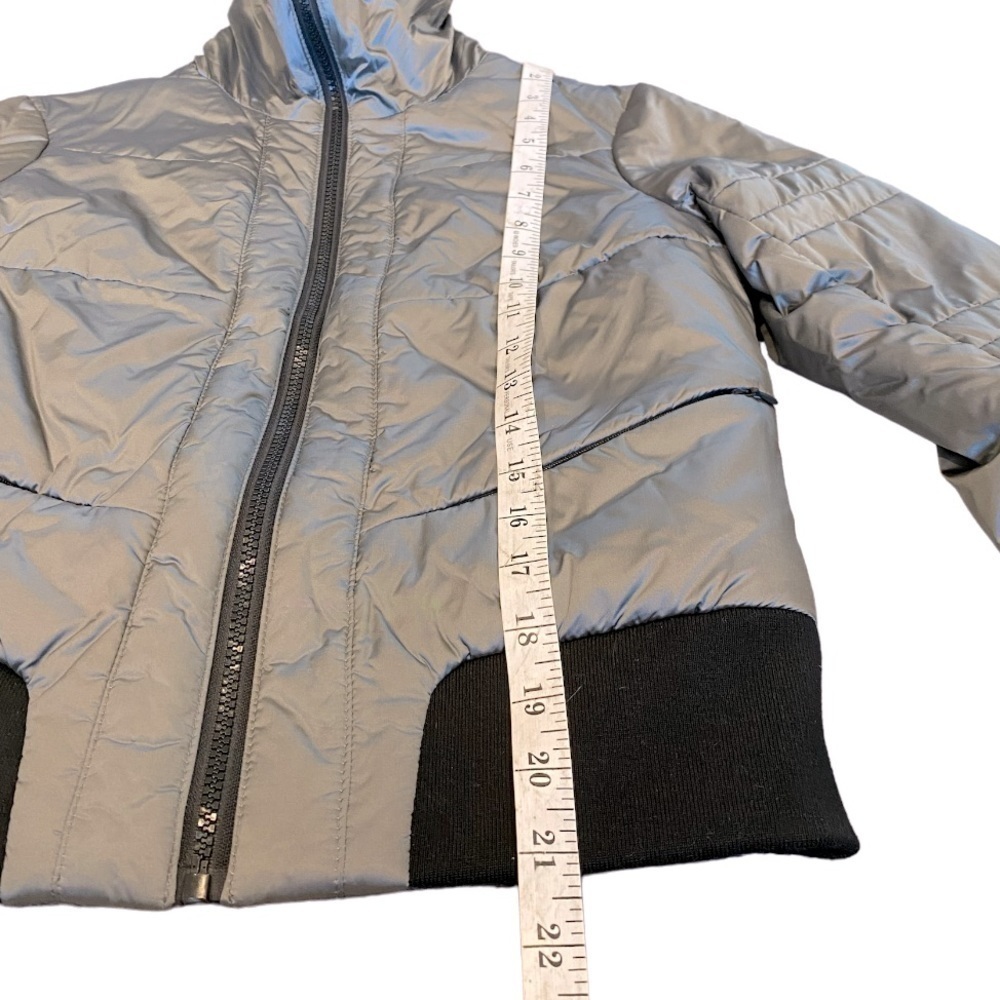 blanc noir Silver Puffer Jacket with Black Trim - Picture 7 of 15